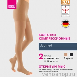 Колготки компрессионные MEDI Duomed, II класс компрессии, открытый носок [CLONE] DO210-DO217 фото