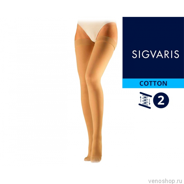 Чулки Sigvaris Cotton (2 класс) на резинке - для мужчин и для женщин CО2 фото